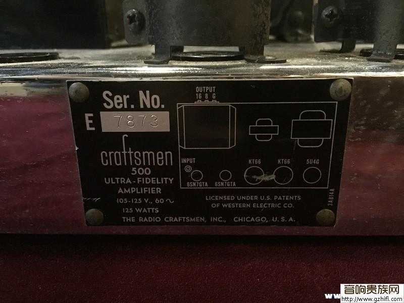 (#3)经典铭器--Craftsmen C500古董胆后级(最早期直角牛版本)