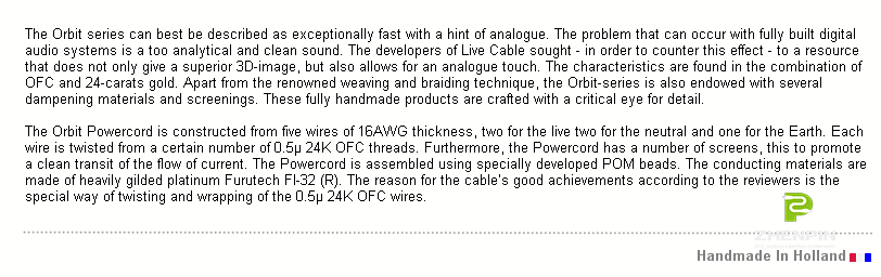 荷兰live cable 现场拉阔 orbie 电源线